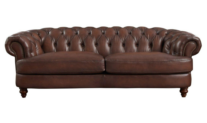 Newport Leather 2-Seater Sofa With Wooden Legs-Leahyco