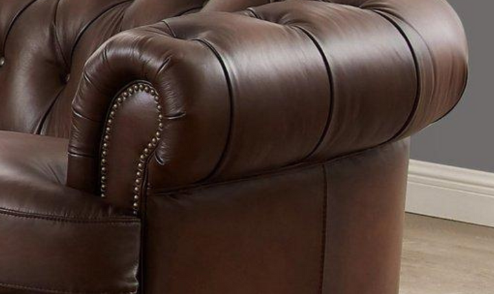 Newport Leather Chair With Wooden Legs-Leahyco