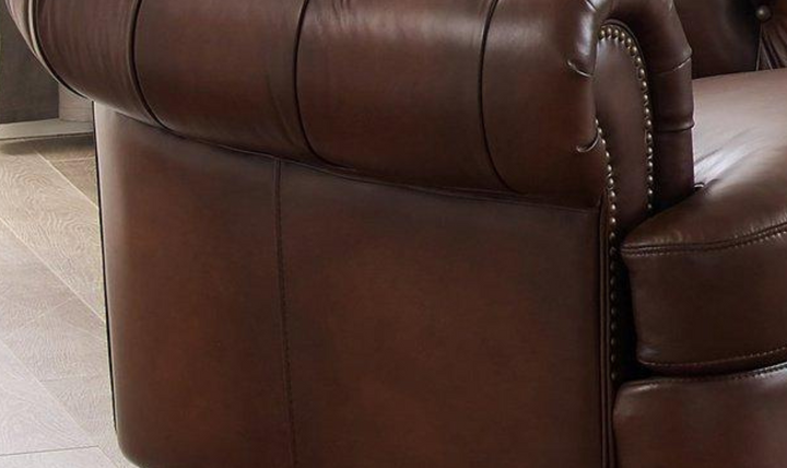 Newport Leather Chair With Wooden Legs-Leahyco