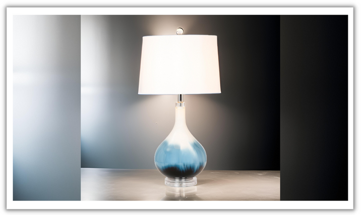 Ombre 28" Blue Tone Glass Table Lamp, (Set of 2)