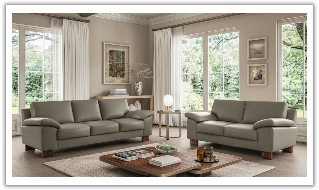 Luonto Poet Fully Padded Leather Sofa and Loveseat with HR Foam-Leahyco