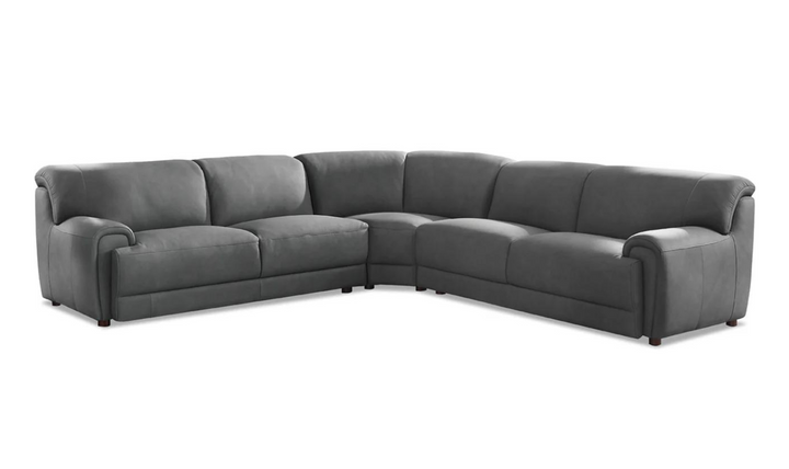 Polo 3-Pieces Leather Sectional Sofa in Charcoal Gray