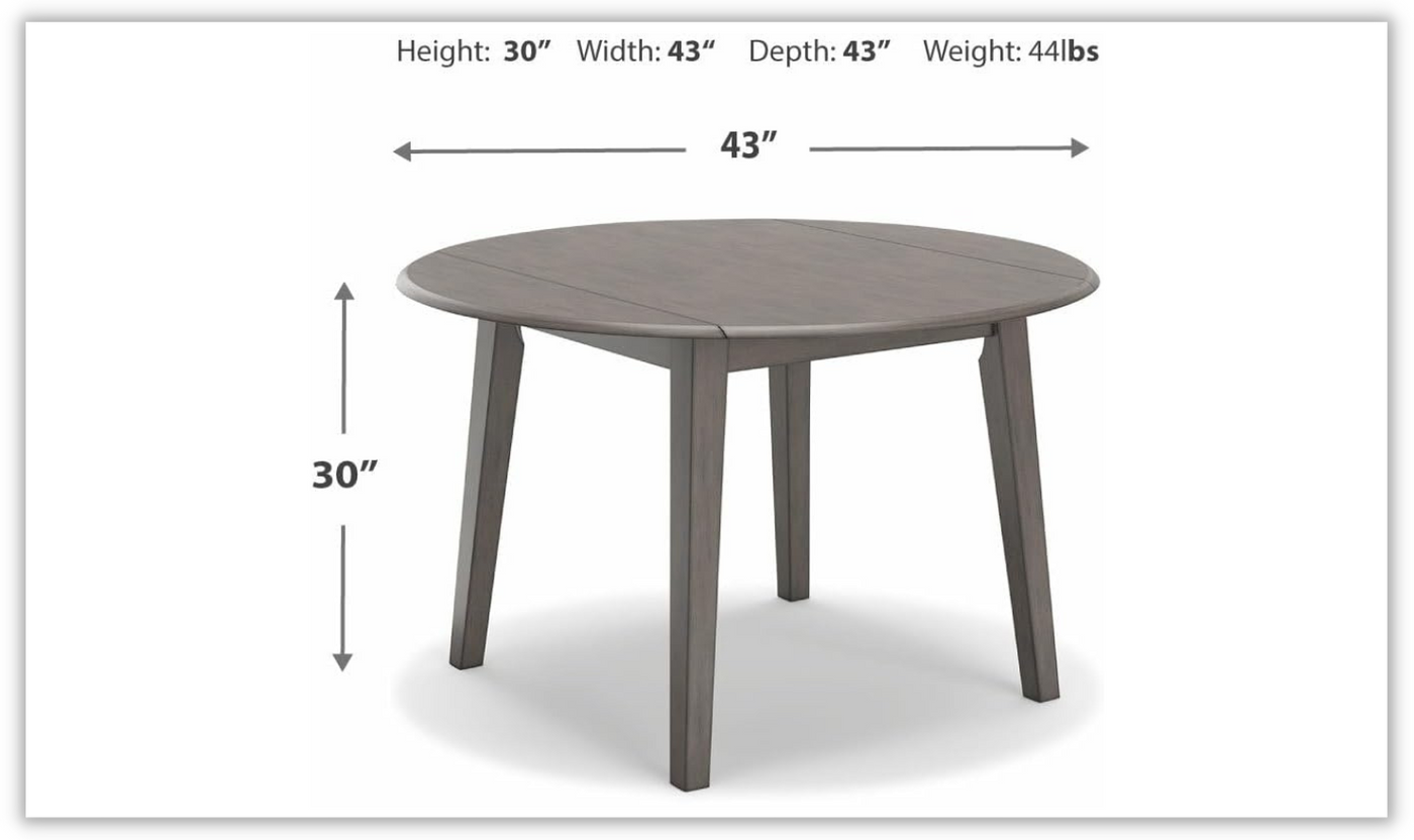 Shullden Round Drop Leaf Wooden Dining Table in Gray