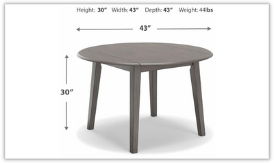 Shullden Round Drop Leaf Wooden Dining Table in Gray