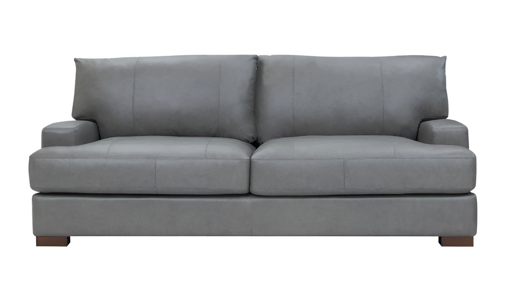 Reserve Stationary Gray Leather Full Size Sofa - Leahyco