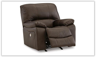 Leesworth Dark Brown Leather Power Recliner