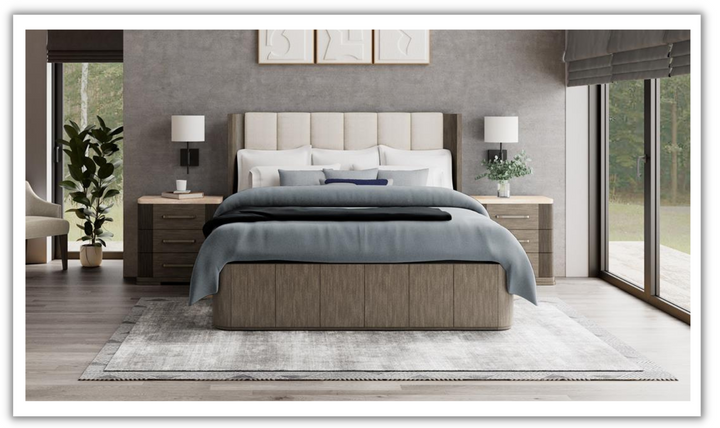 Sariel Contemporary Platform Bed with Upholstered Headboard