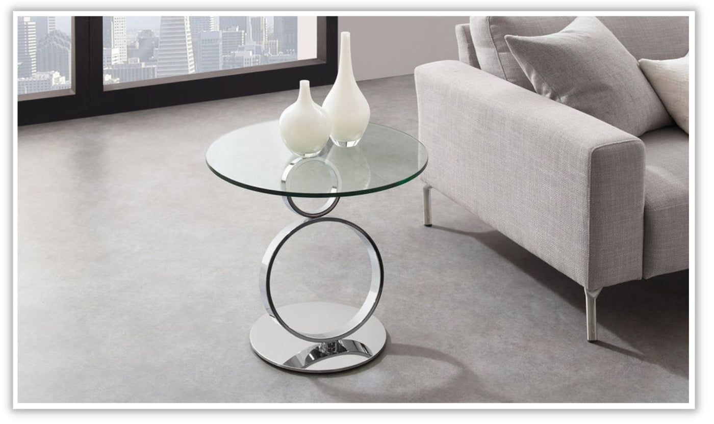 Satellite round end table