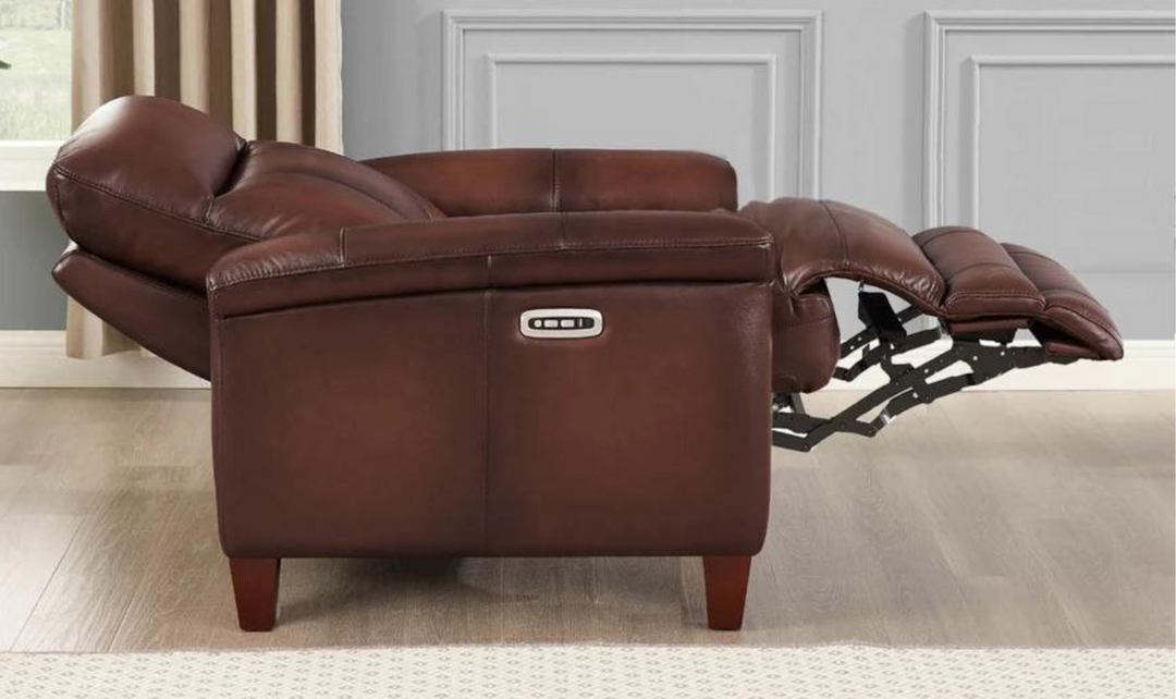 Sherwood Power Headrest Top Grain Leather Zero Gravity Reclining Loveseat