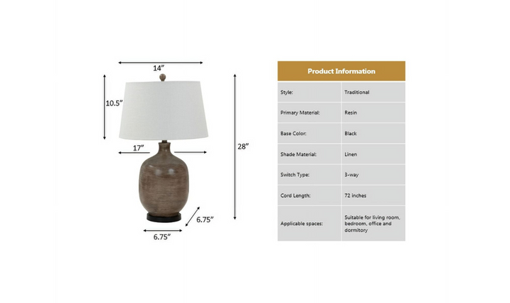 Sierra 28" Grey Brown Tone Poly Table Lamp, (Set of 2)