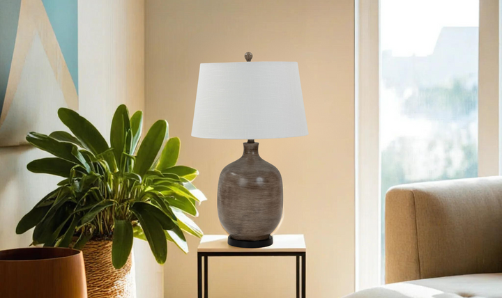 Sierra 28" Grey Brown Tone Poly Table Lamp, (Set of 2)