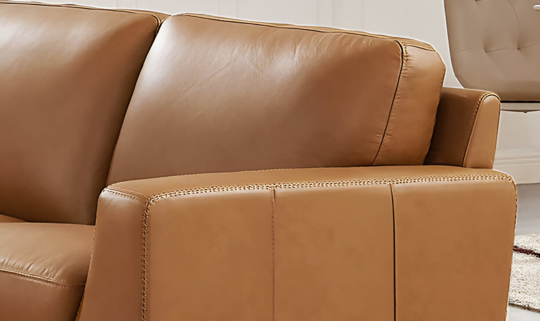 Soma 2-Seater Leather Loveseat With Box Seat Cushions-Leahyco