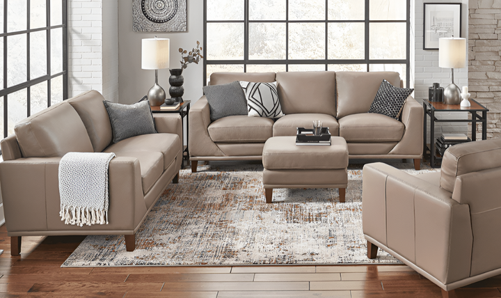 Soma 2-Seater Leather Loveseat With Box Seat Cushions-Leahyco