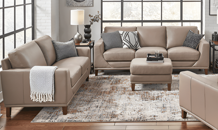 Soma 2-Seater Leather Loveseat With Box Seat Cushions-Leahyco