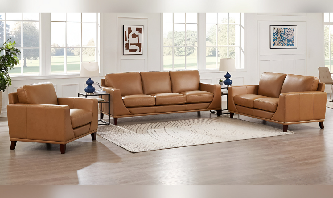 Soma 2-Seater Leather Loveseat With Box Seat Cushions-Leahyco