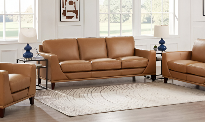 Soma 3-Seater Leather Sofa With Box Seat Cushions-Leahyco