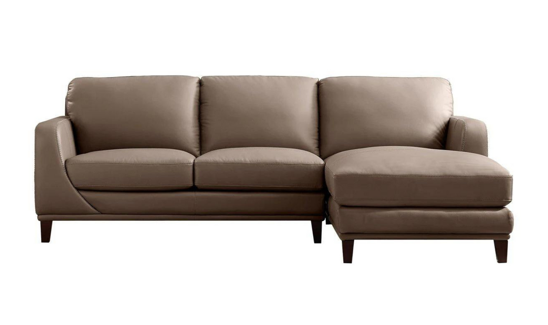 Soma L-Shape Leather Sectional Sofa in  Taupe Brown