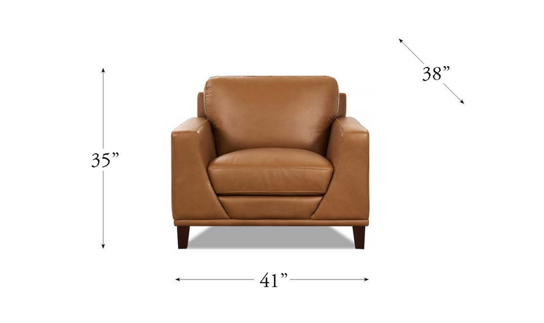 Soma Leather Chair With Box Seat Cushions-Leahyco