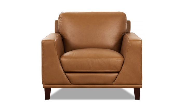 Soma Leather Chair With Box Seat Cushions-Leahyco