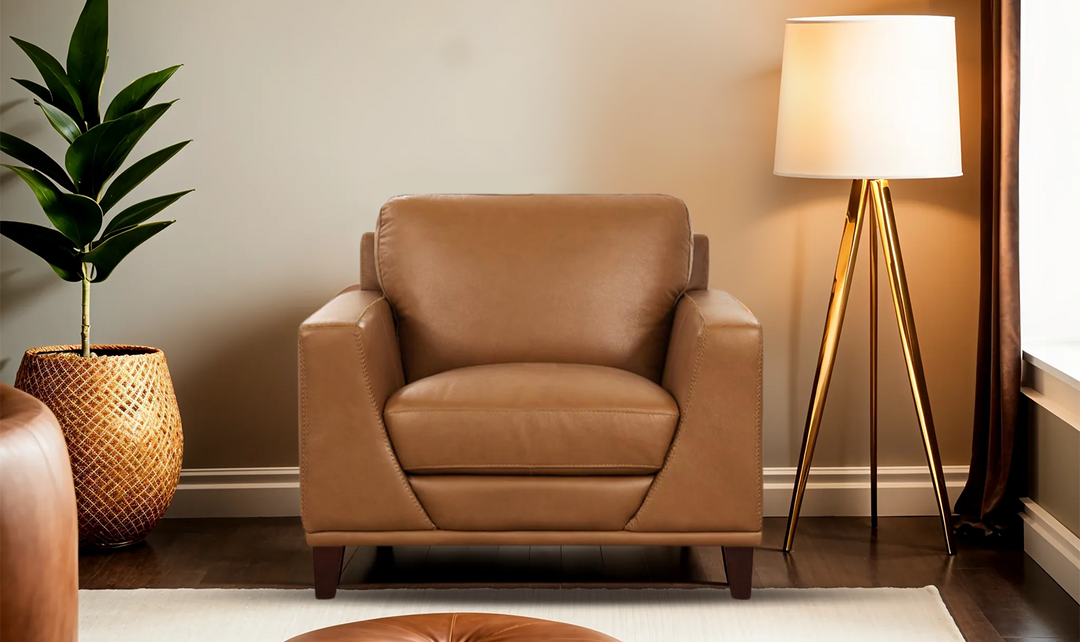 Soma Leather Chair With Box Seat Cushions-Leahyco