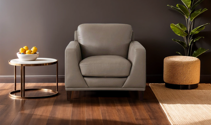 Soma Leather Chair With Box Seat Cushions-Leahyco