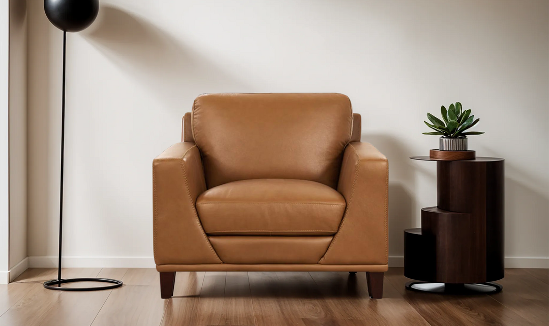 Soma Leather Chair With Box Seat Cushions-Leahyco