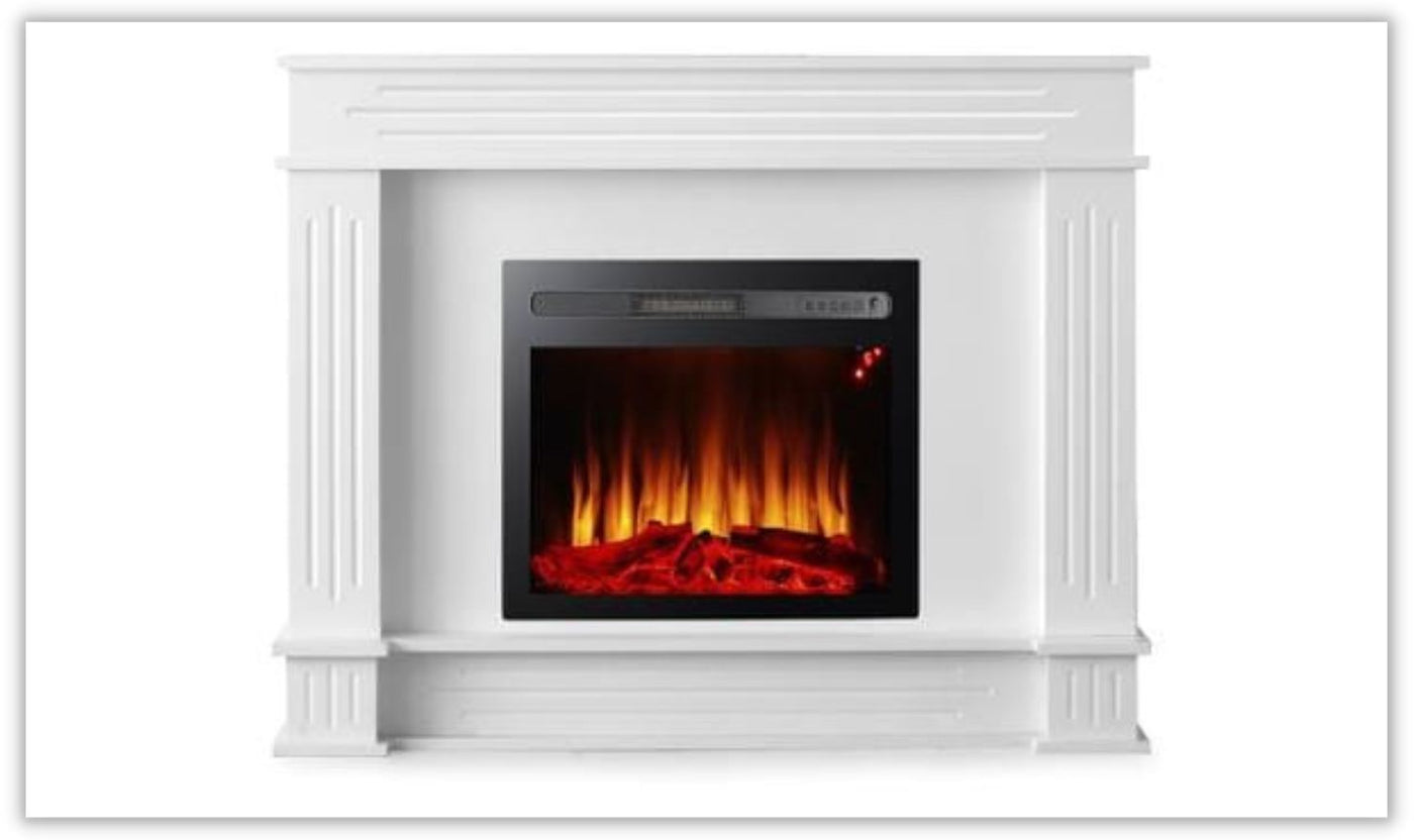 Sophia White Traditional Mantle w/Log Fireplace