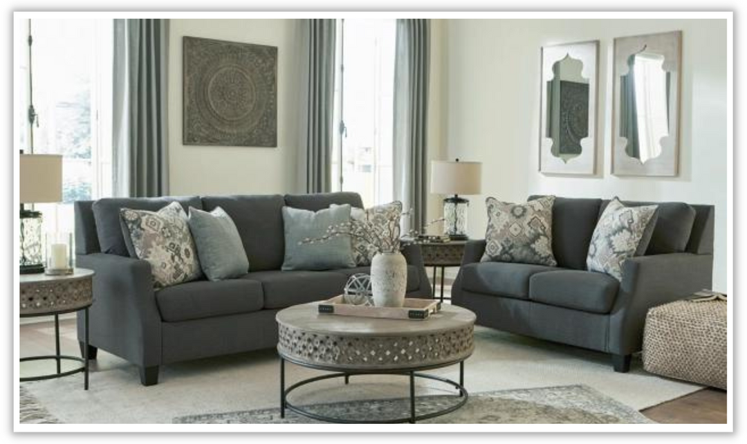 Bayonne 2-Piece Living Room Set in Charcoal