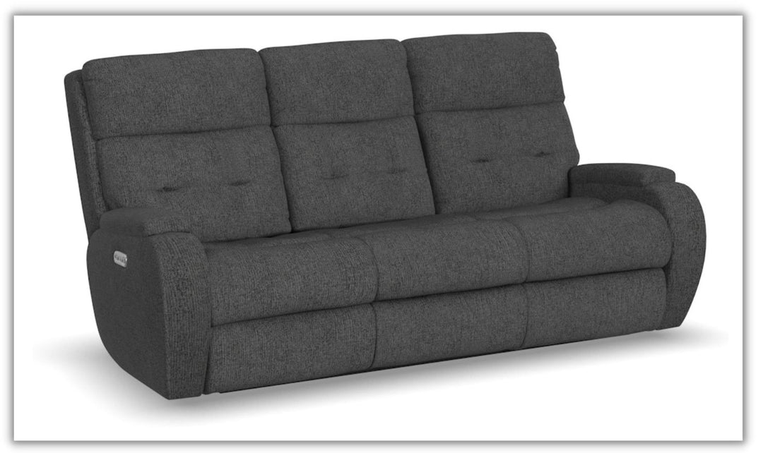 Flexsteel Strait Power Reclining Sofa with Power Headrests