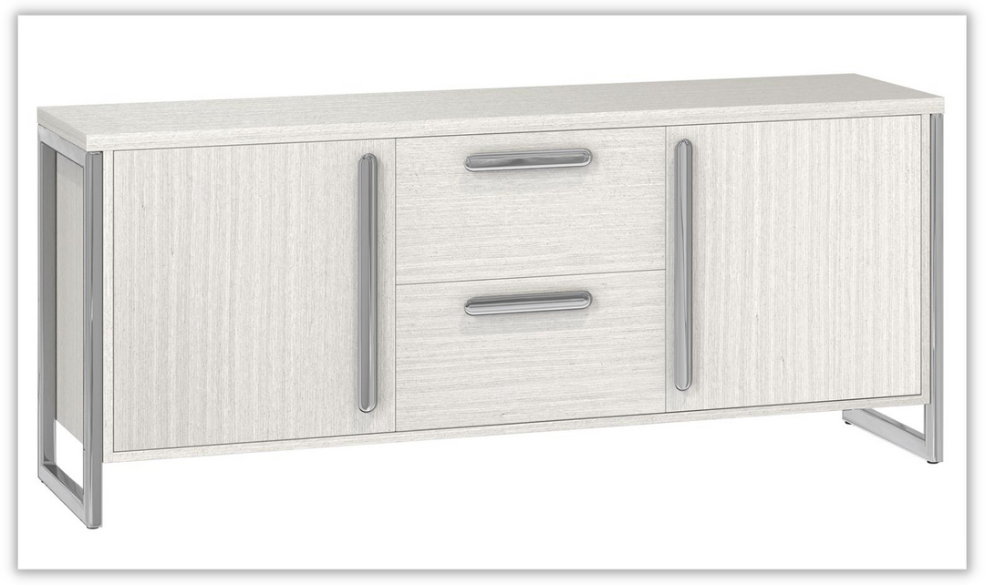 Stratum White 4-Drawer Wooden Buffet with Adjustable Glides