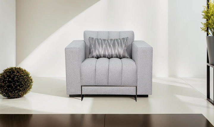 Gio Italia Talento Gray Fabric Tufted Chair with Track Arms