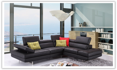 Buy Temps Calme Leather Sectional Sofa with Tufted Seat