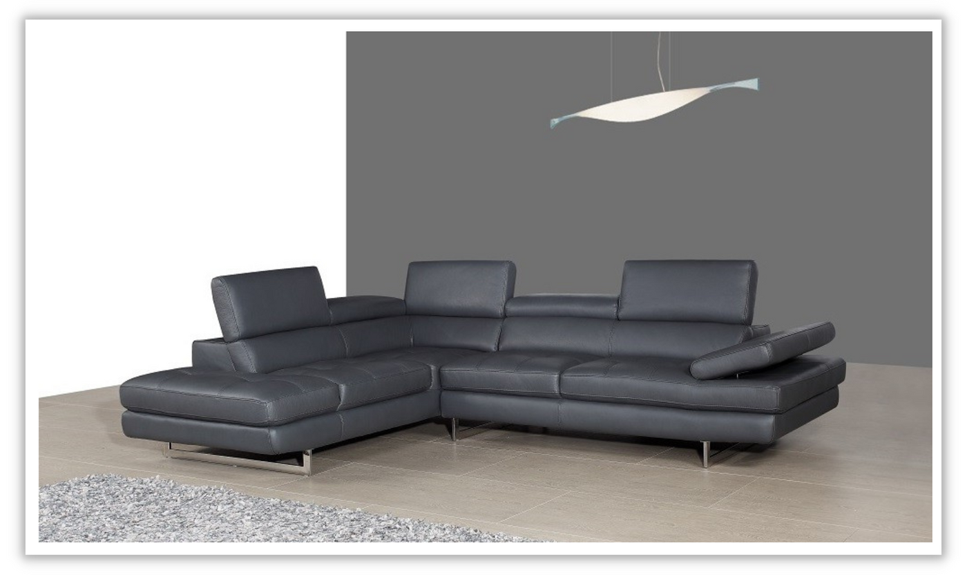 Buy Temps Calme Leather Sectional Sofa with Tufted Seat