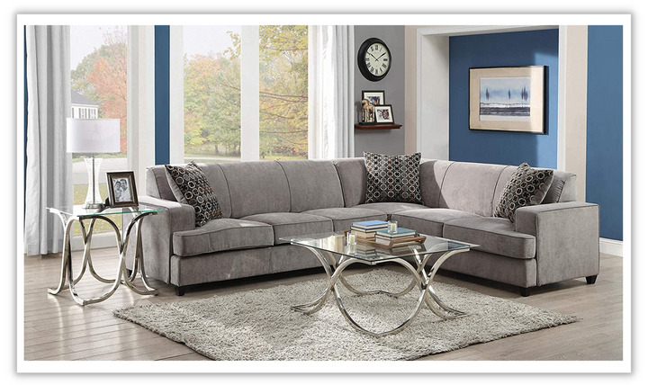 Tess 6-seater L-shaped Velvet Sectional Sleeper in Gray