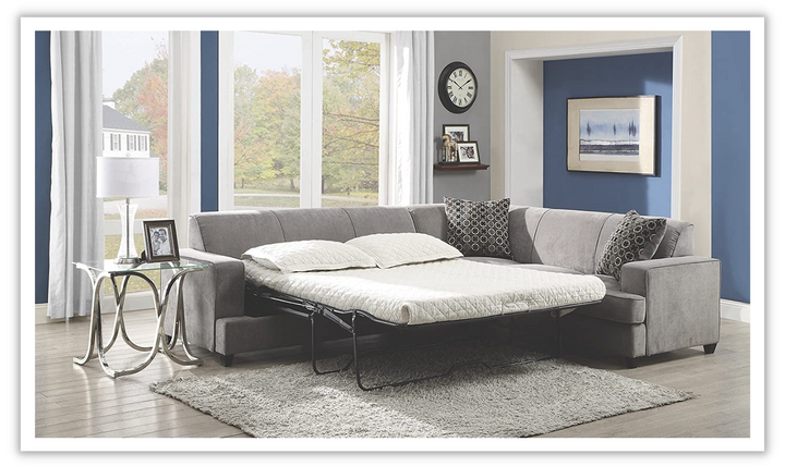 Tess 6-seater L-shaped Velvet Sectional Sleeper in Gray