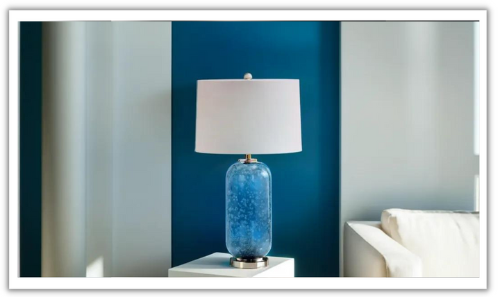 Tootsie 30" Blue Glass Table Lamp w/ Crystal Base, (Set of 2)