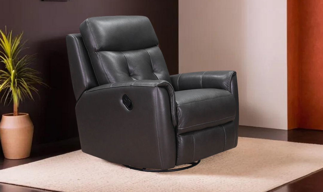 Torino Leather Swivel Rocker Recliner with Power Headrest