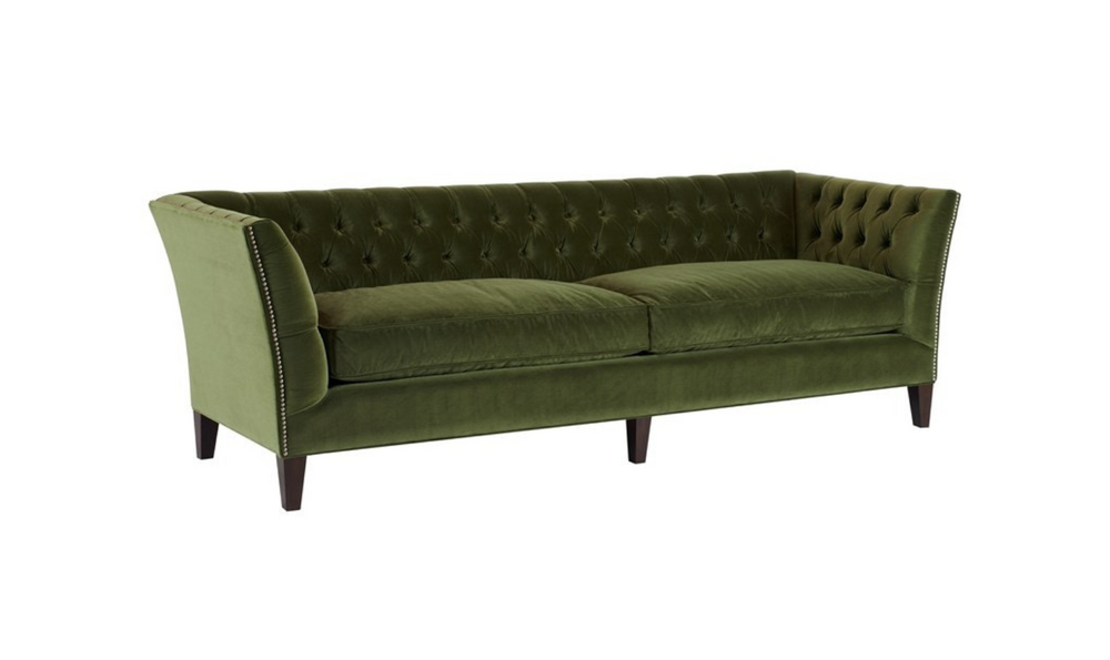 Universal Furniture Duncan 2-Seater Velvet Fabric Tufted Sofa in Green