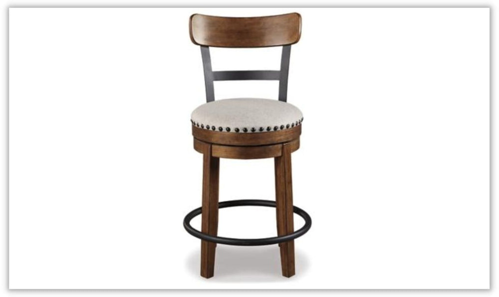 Valebeck Counter Height Wooden Bar Stool with Curved Back