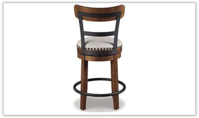 Valebeck Counter Height Wooden Bar Stool with Curved Back