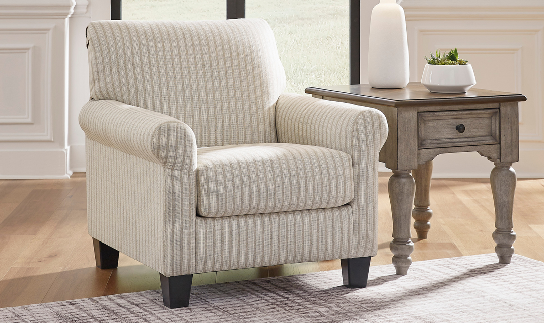 Valerani Fabric Rolled Arm Accent Chair in Sandstone