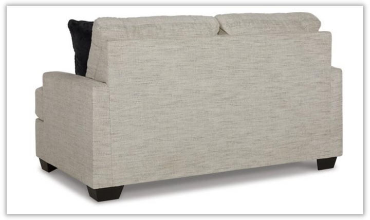 Vayda 2-Seater Pebble Fabric Loveseat With Fur Accent Pillows