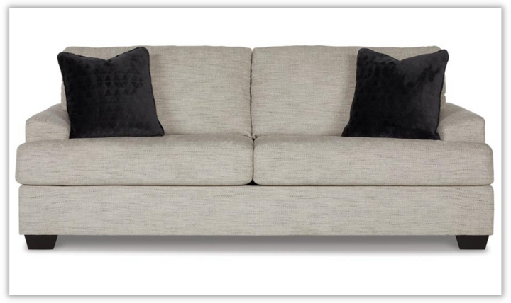 Vayda 87" Fabric Sofa With Fur Accent Pillows