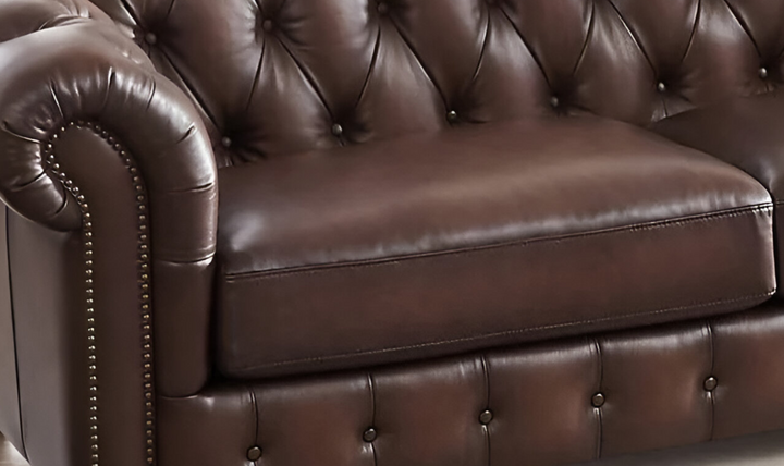 Versailles 2-Seater Leather Loveseat With Rolled Arms-Leahyco 