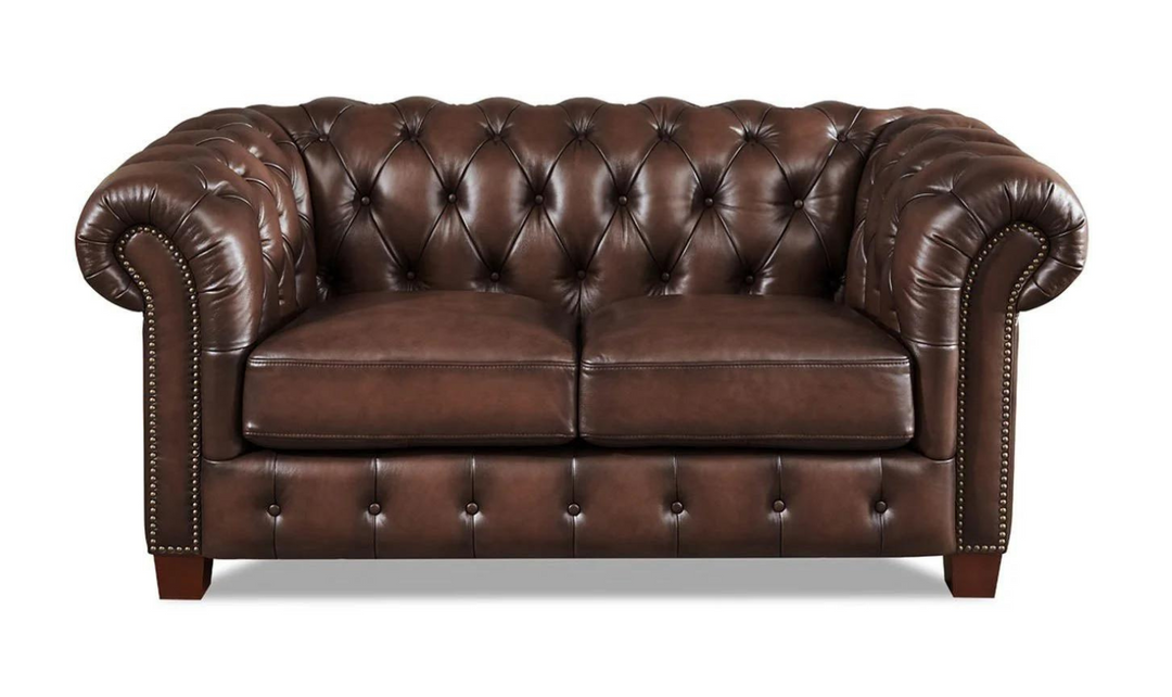 Versailles 2-Seater Leather Loveseat With Rolled Arms-Leahyco 