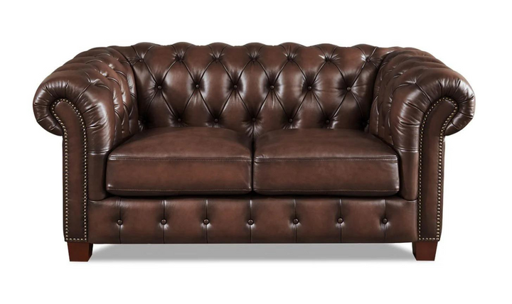 Versailles 2-Seater Leather Loveseat With Rolled Arms-Leahyco 