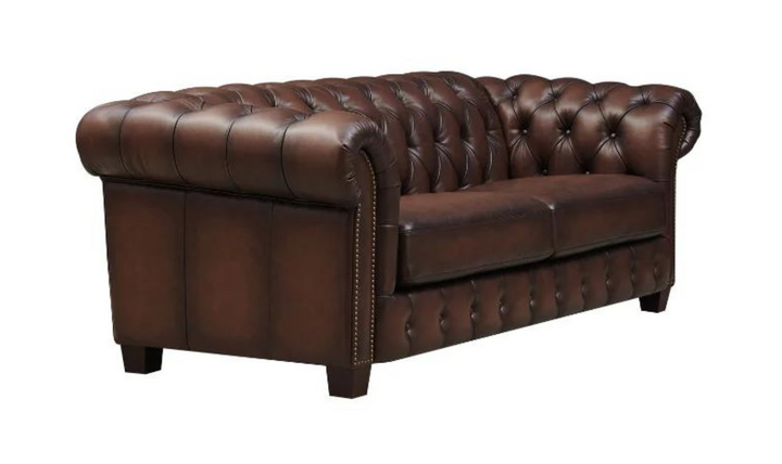 Versailles 2-Seater Leather Sofa With Rolled Arms-Leahyco