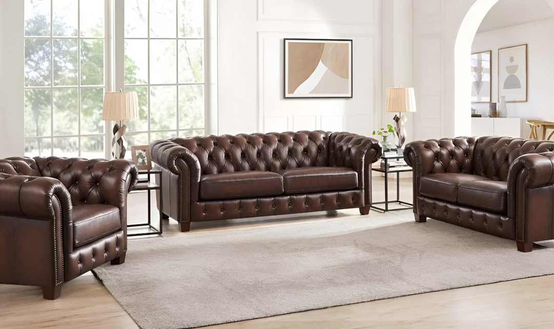 Versailles 2-Seater Leather Sofa With Rolled Arms-Leahyco