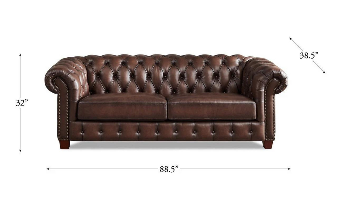 Versailles 2-Seater Leather Sofa With Rolled Arms-Leahyco