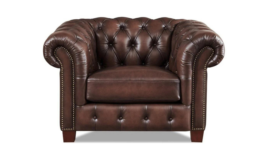 Versailles Leather Chair With Rolled Arms-Leahyco